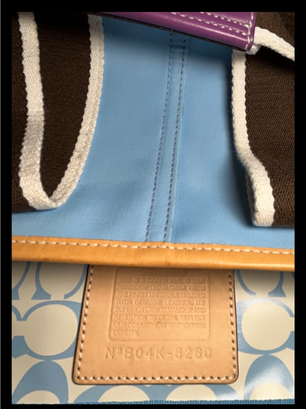 Coach Hamptons Mini Nylon Tote&Wristlet Set,Light Blue/Purple Leather-2005 #6268 - Picture 10 of 13